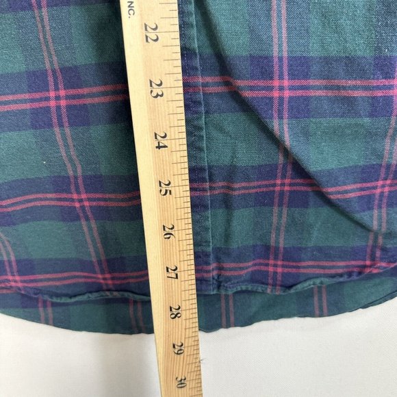 Vintage L.L. Bean Mens Shirt Adult 15.5 / 32 Button Down Plaid Green Made In USA - Picture 7 of 9